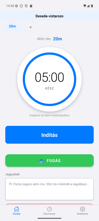 Aktív session timer